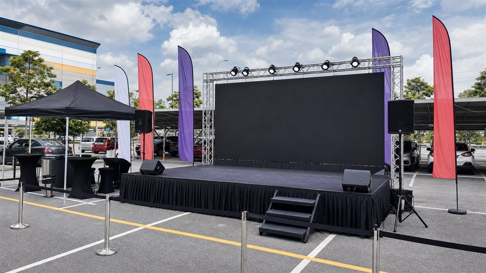 Roadshow stage rental example setup
