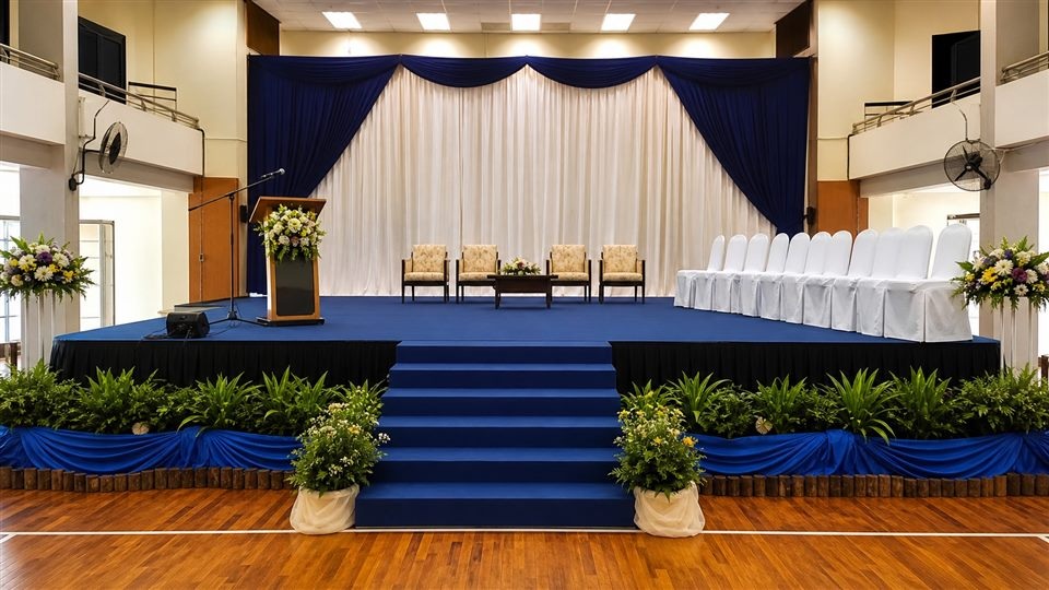 School event stage rental example setup