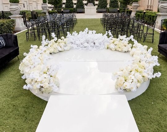 White Floral Round Stage Platform - Round Stage Rental Malaysia by CK Stage Rental King