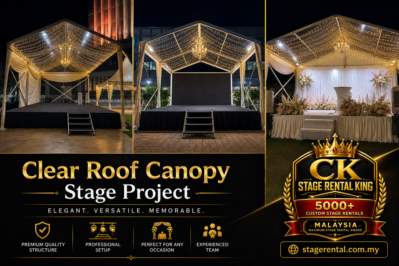 Clear roof canopy stage project by CK Stage Rental King Malaysia